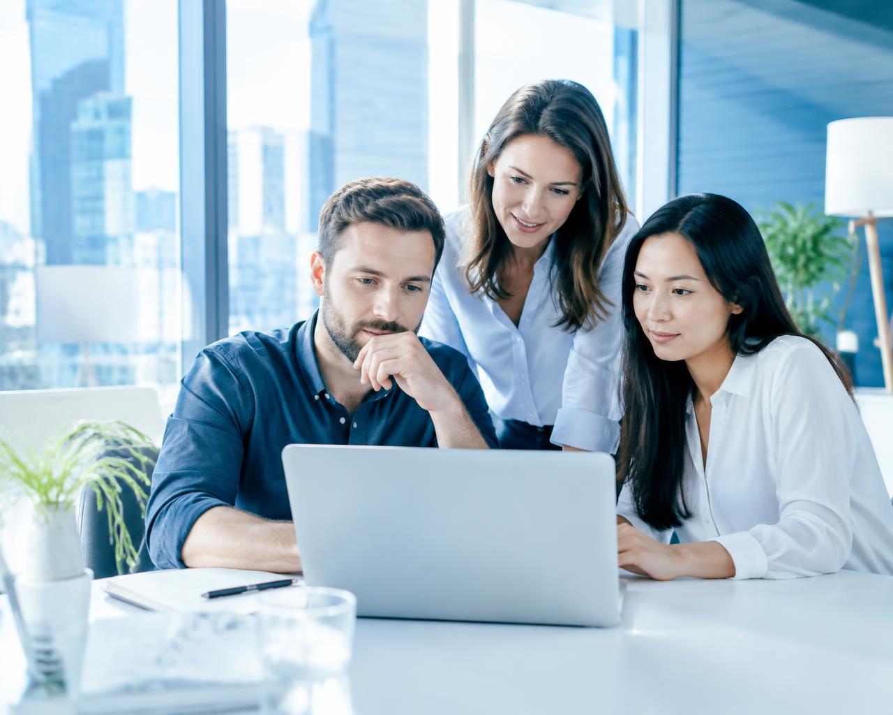 Business team reviewing finances